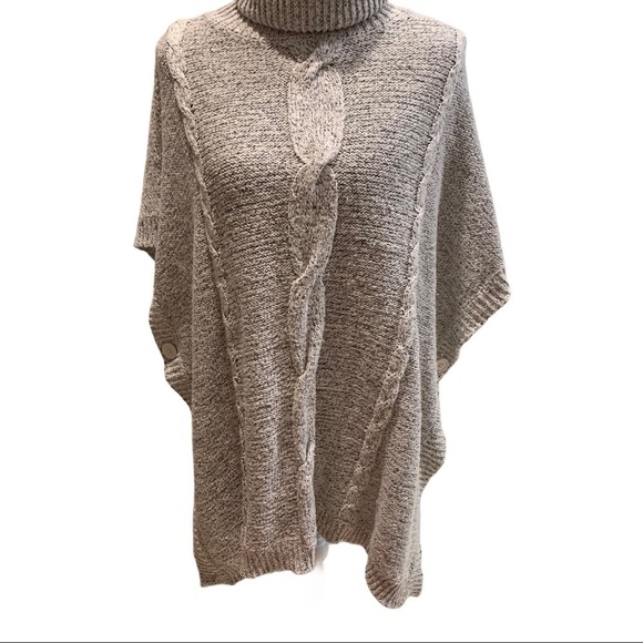 Jack by BB Dakota Keandre Oversized Cotton Turtleneck Poncho Sweater XS - Picture 7 of 12